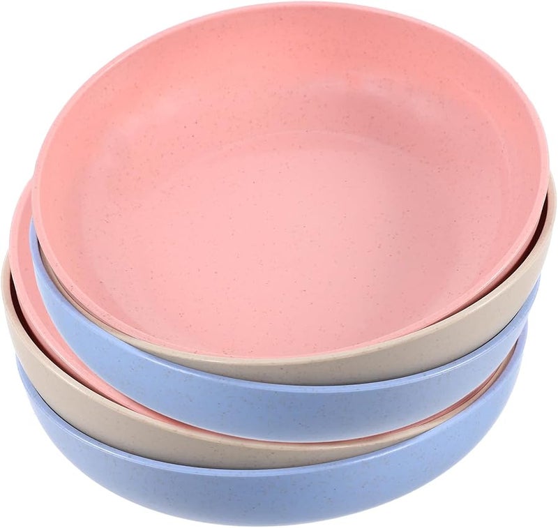 Coheali 6Pcs Shallow Cat Food Bowls Set Plastic Whisker Friendly Beige Pink Blue - Image 1