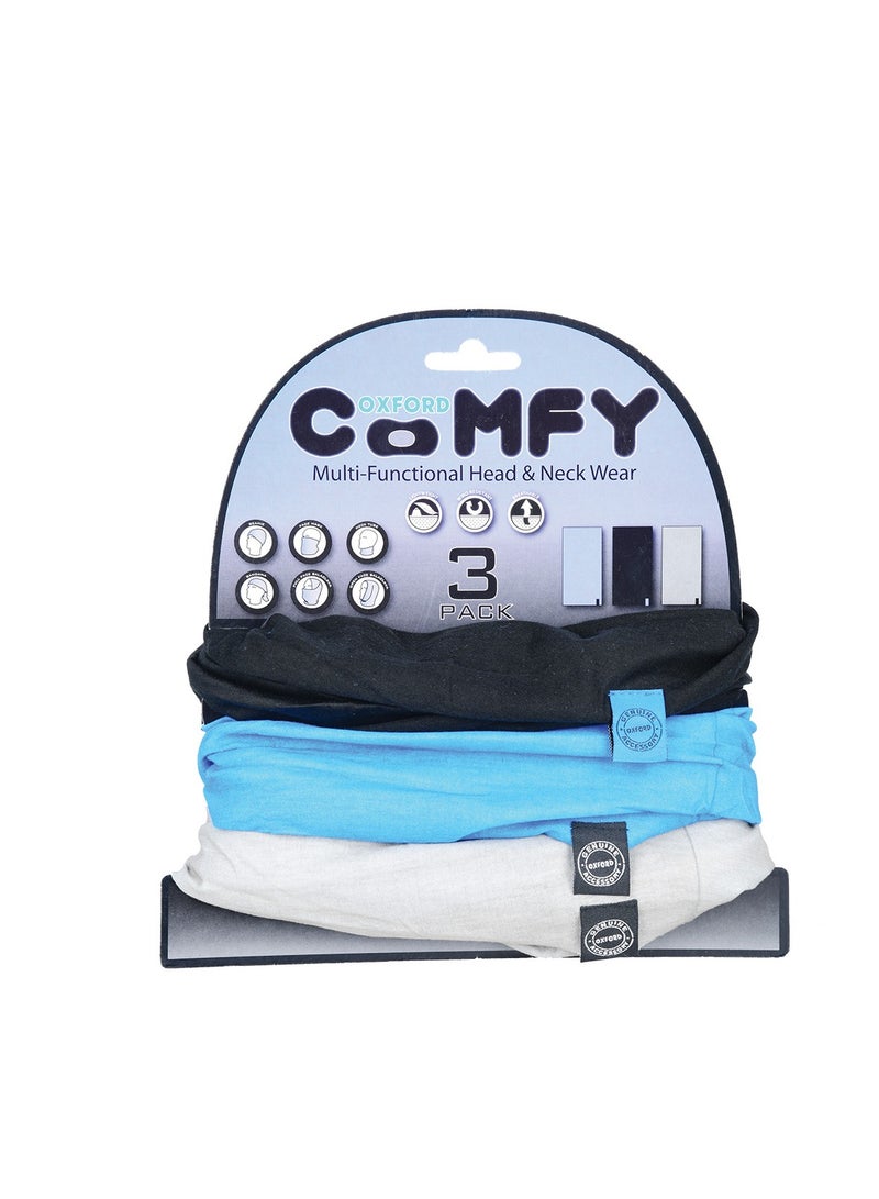 Oxford Face Cover Comfy Blue/Black/Grey 3-Pack - Image 3