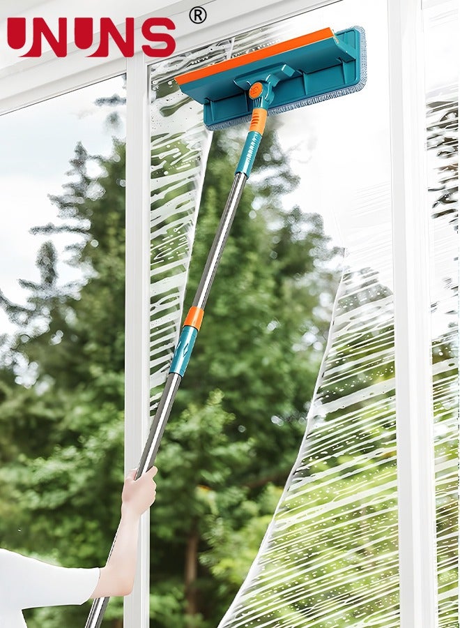 UNUNS Window Glass Cleaning Mop,2 In 1 Shower Squeegee With Extension Pole,Telescopic Window Washing Equipment With Bendable Head,Glass Cleaning Tools For Indoor/Outdoor High Window  - Image 1