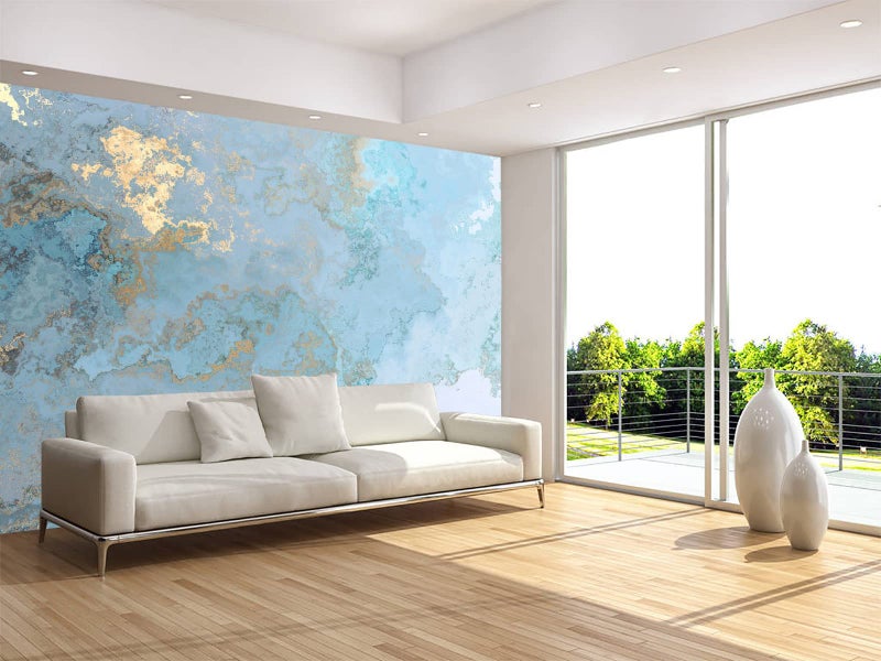 MFWFM Abstract Wallpaper Blue Gold Marble Texture Wall Mural Wallpaper(Not Peel n' Stick) - Image 3