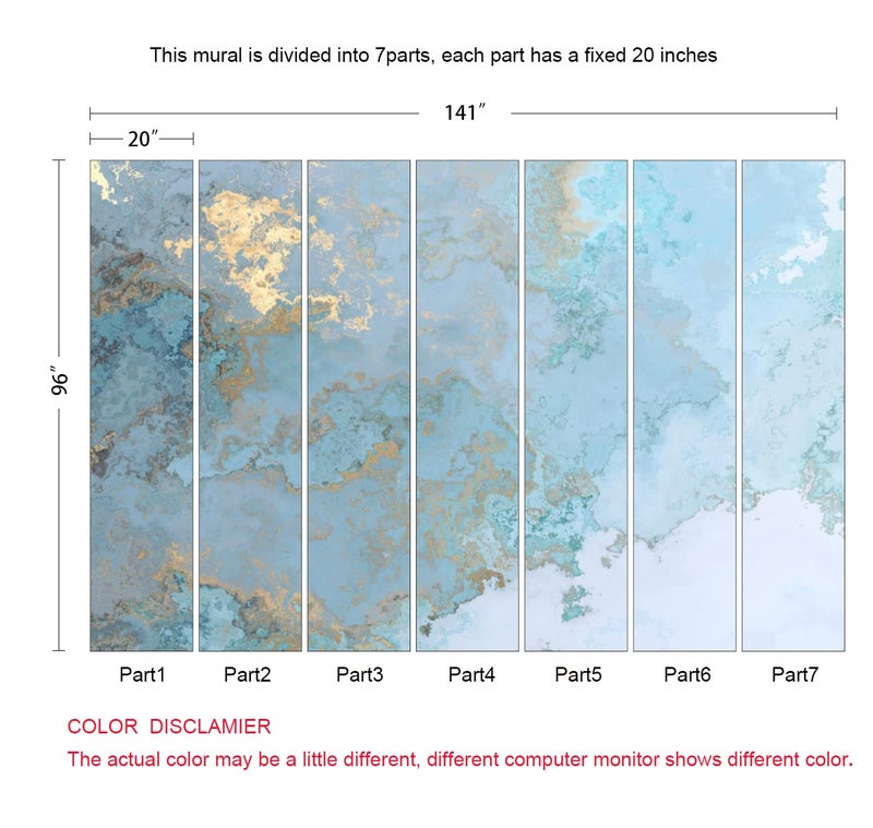 MFWFM Abstract Wallpaper Blue Gold Marble Texture Wall Mural Wallpaper(Not Peel n' Stick) - Image 5