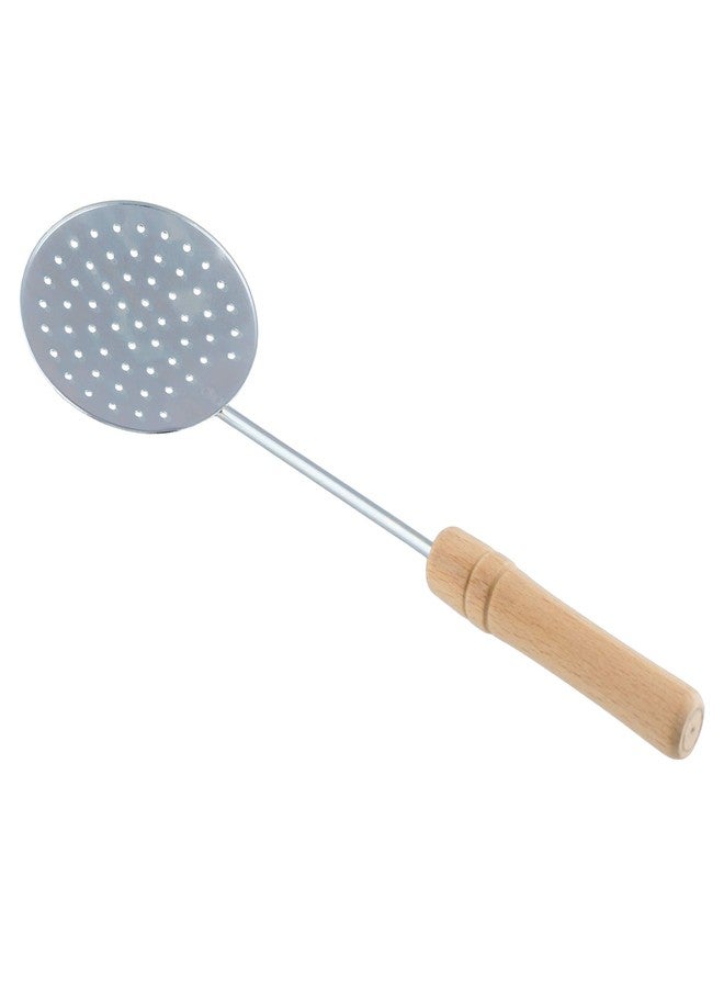 OFXDD Slotted Skimmer Spoon with Wooden Handle - Stainless Steel Cooking Strainer Skimmer - Image 1