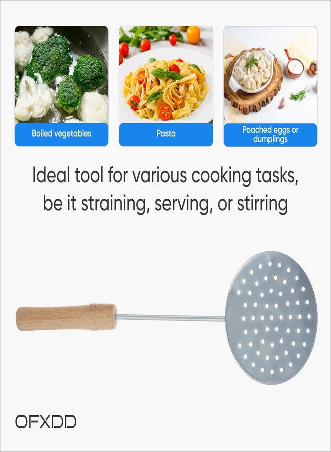 OFXDD Slotted Skimmer Spoon with Wooden Handle - Stainless Steel Cooking Strainer Skimmer - Image 4