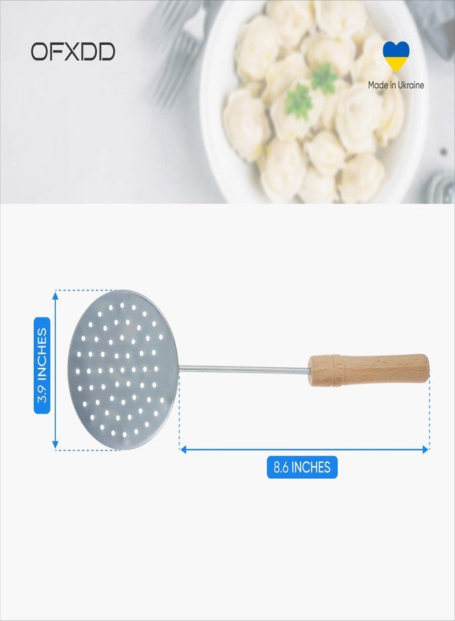 OFXDD Slotted Skimmer Spoon with Wooden Handle - Stainless Steel Cooking Strainer Skimmer - Image 5