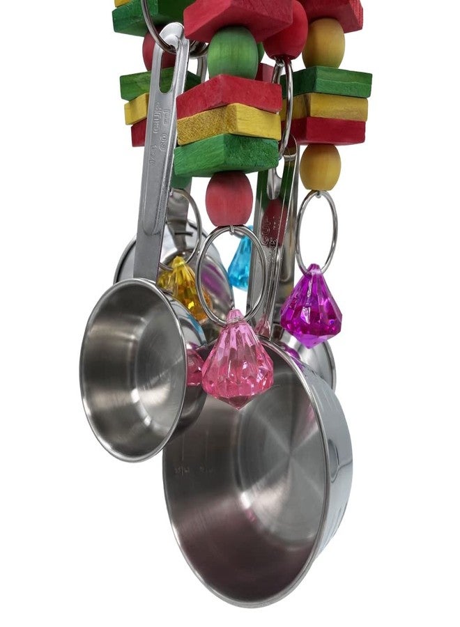 GILYGI Large Parrot Toy, Multicolored Natural Wooden Strings and Stainless Steel Cups Bird Chewing Toys for Medium and Large Parrot Macaws African Grey Cockatoos Eclectus - Image 5