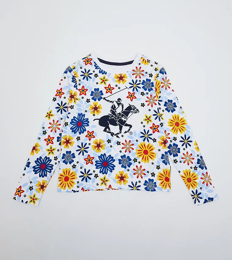Girl's Printed Long Sleeves Crew Neck T-Shirt
