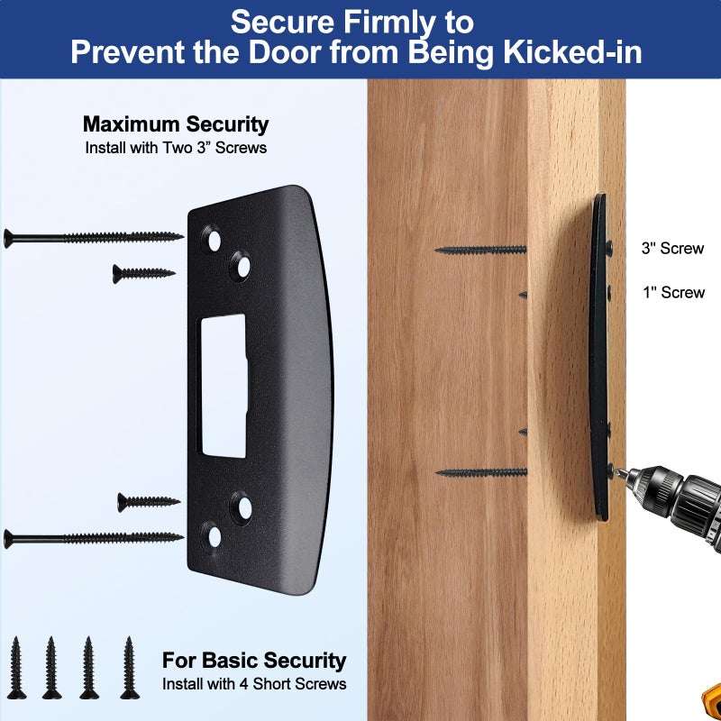 MOSECYOU Extra Large Door Strike Plate, Heavy Duty Version, Oversized Striker Plate, Reinforced Latch Guide Plate with Large Hole, Fix Door Won't Latch in, Cover Worn Jamb Slot (Matte Black, 1 Pack) - Image 4