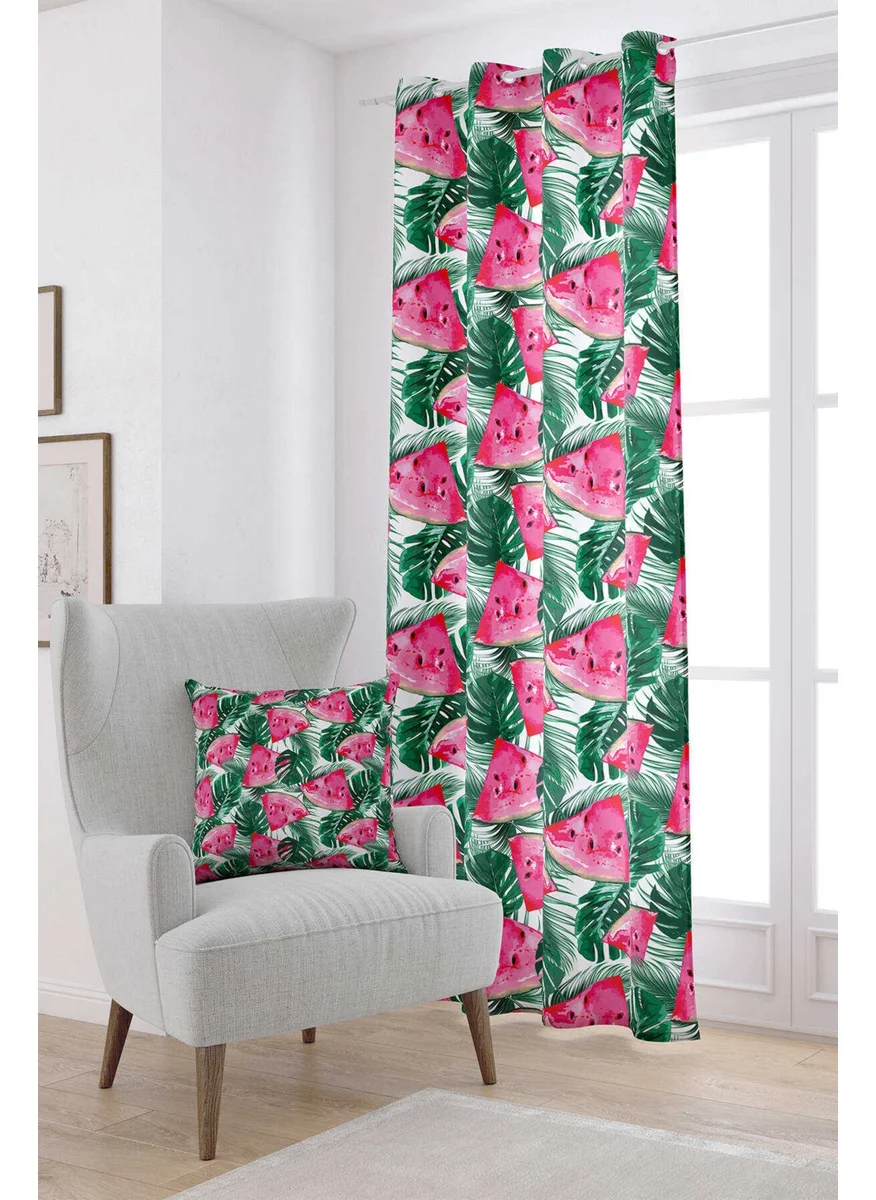 Cango Home Green Pink Tropical and Watermelon Patterned Digital Printed Curtain OTYK502-PR