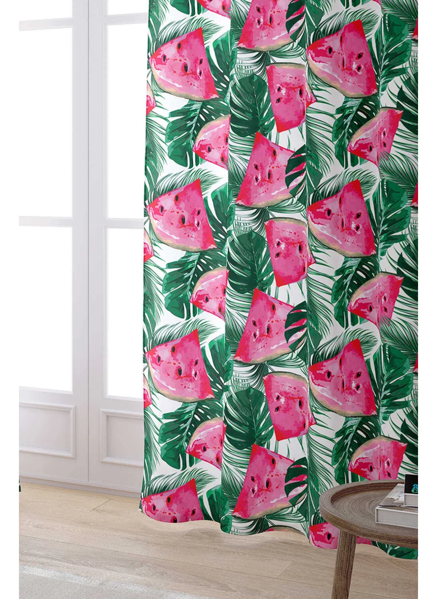 Cango Home Green Pink Tropical and Watermelon Patterned Digital Printed Curtain OTYK502-PR