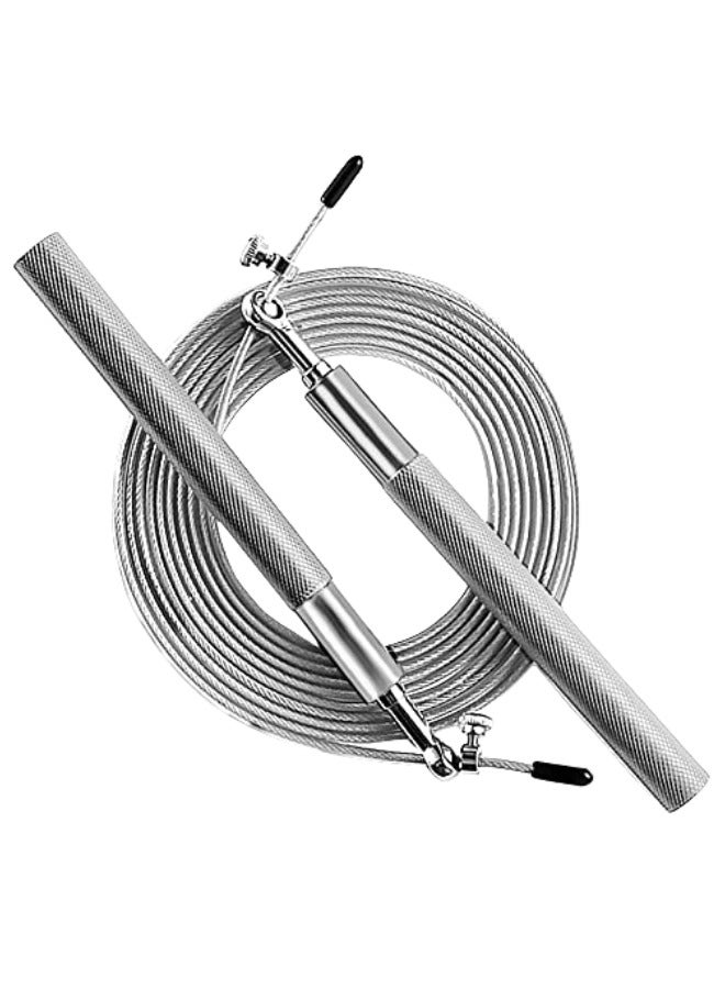 JINFANLI Adjustable Speed Jump Rope Set – 360° Bearing, Anti-Slip Handles, 1.2cm Silver (With Spare Rope & Bag) - Image 1