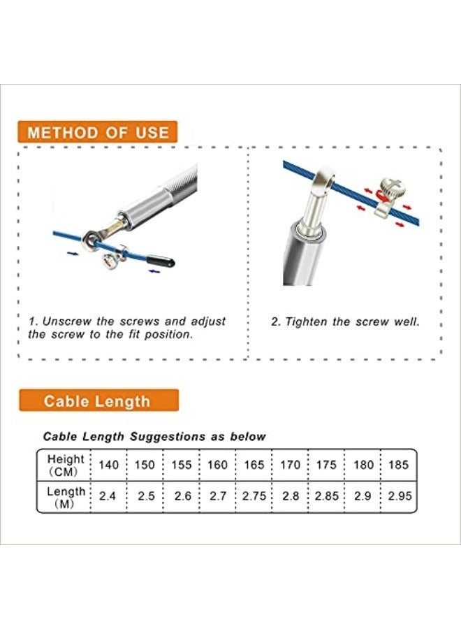 JINFANLI Adjustable Speed Jump Rope Set – 360° Bearing, Anti-Slip Handles, 1.2cm Silver (With Spare Rope & Bag) - Image 4