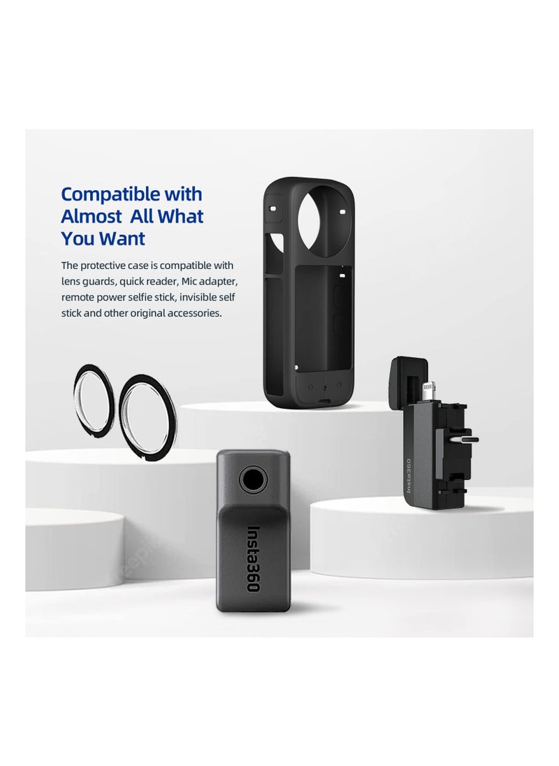 KASTWAVE - Silicone Protective Case and Lens Guards for Insta360 X3, Anti-Scratch Body Silicone Cover and Waterproof Lens Protector - Image 1