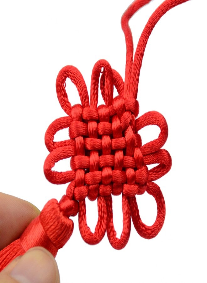 مكهري 10 قطع من الشرابات الصينية المصنوعة يدويًا من خيوط الحرير الناعمة بطول 8.5 بوصة مع عقد صينية من الحرير الساتان لتزيين الأبواب والسيارات، أعمال يدوية (أحمر) - Image 3