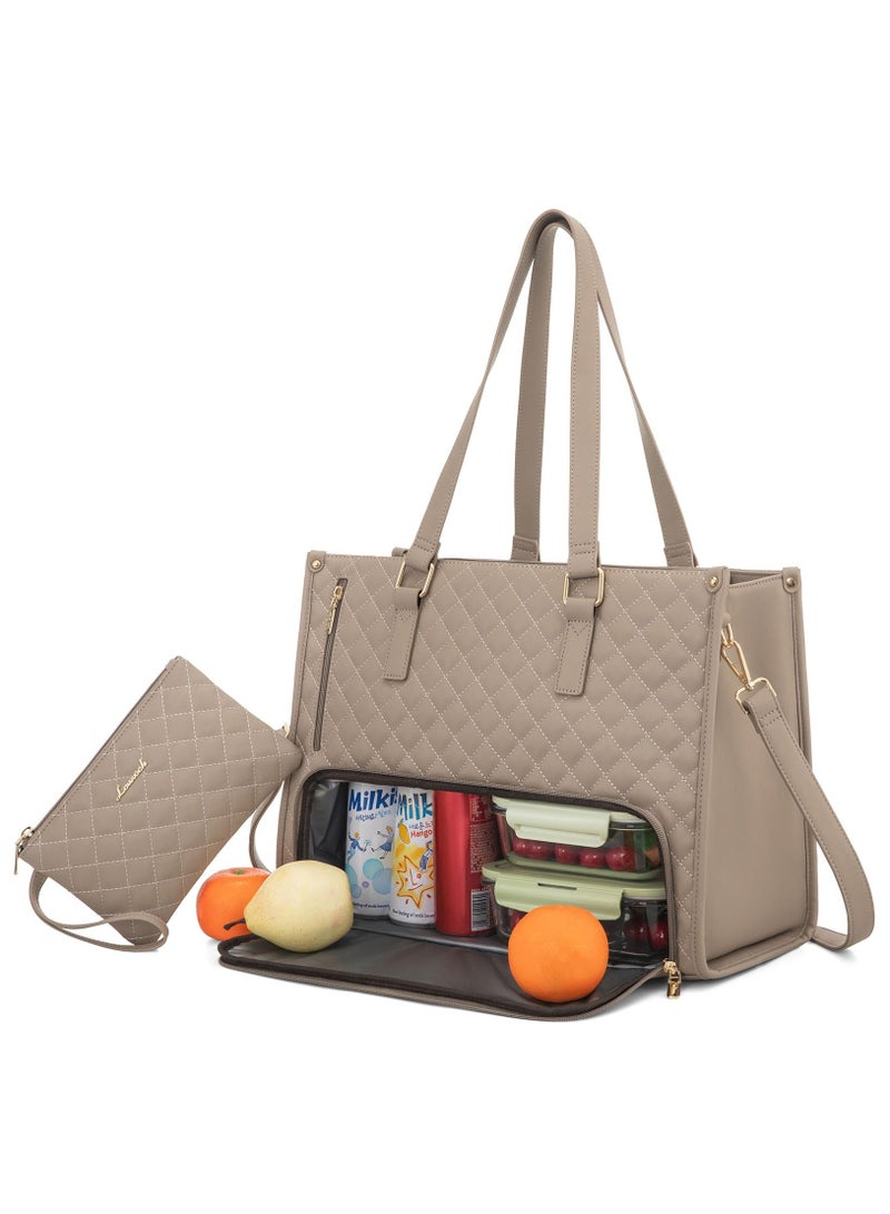 Baitique Premium Insulated Lunch Bag & Laptop Tote for Women – 15.6" Thermal Work Bag with Matching Wallet  - Image 1