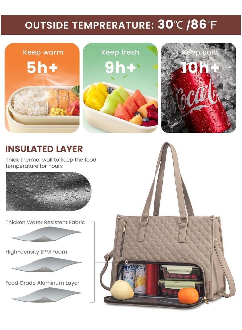 Baitique Premium Insulated Lunch Bag & Laptop Tote for Women – 15.6" Thermal Work Bag with Matching Wallet  - Image 2