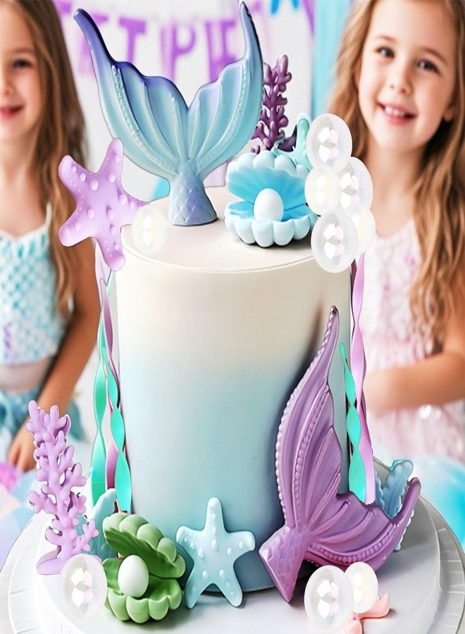 Tyotrbs Mermaid Cake Decorations, Tyotrbs Mermaid Cake Toppers Under the Sea Party Decor Seashell Fish Cake Accessories for Summer and Ocean Birthday Party Decorations - Image 4