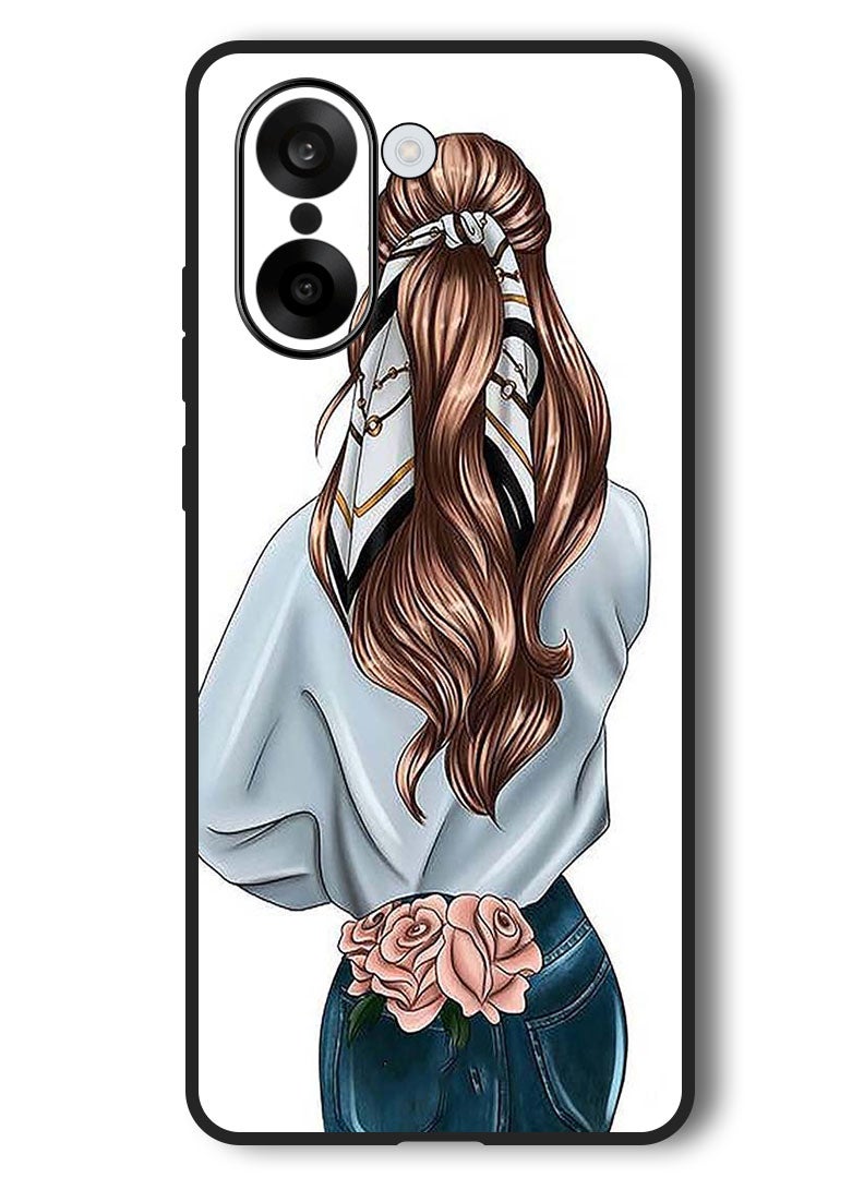 Theodor Case Compatible with OnePlus Nord CE 5 6.77 Inch Protection Shockproof Bumper Cover Pink Rose Girl - Image 1