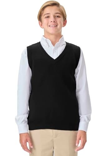 CLASSROOM Big Boys' Uniform Sweater Vest, Black, X-Large - Image 1