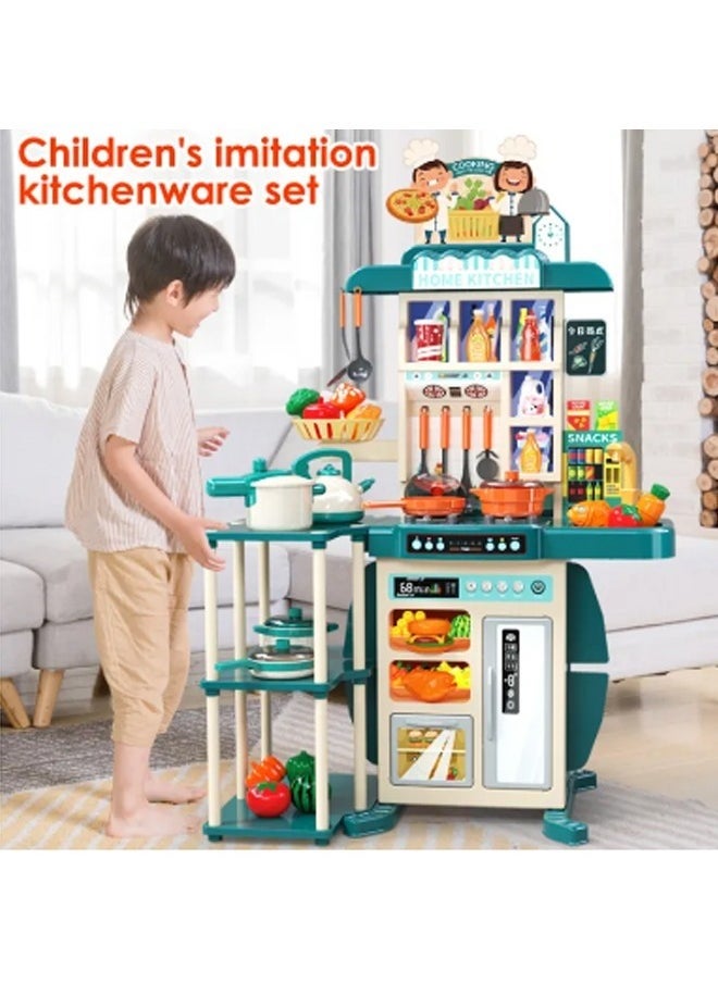 Vixplorn 86 Pcs Kids Play Kitchen Set,Toddler Kitchen Playset with Sound & Light,Cooking Stove with Steam, Food Toy and Accessories,Play Sink,Pretend Kitchen Toy for Kids Girls Boys  - Image 2