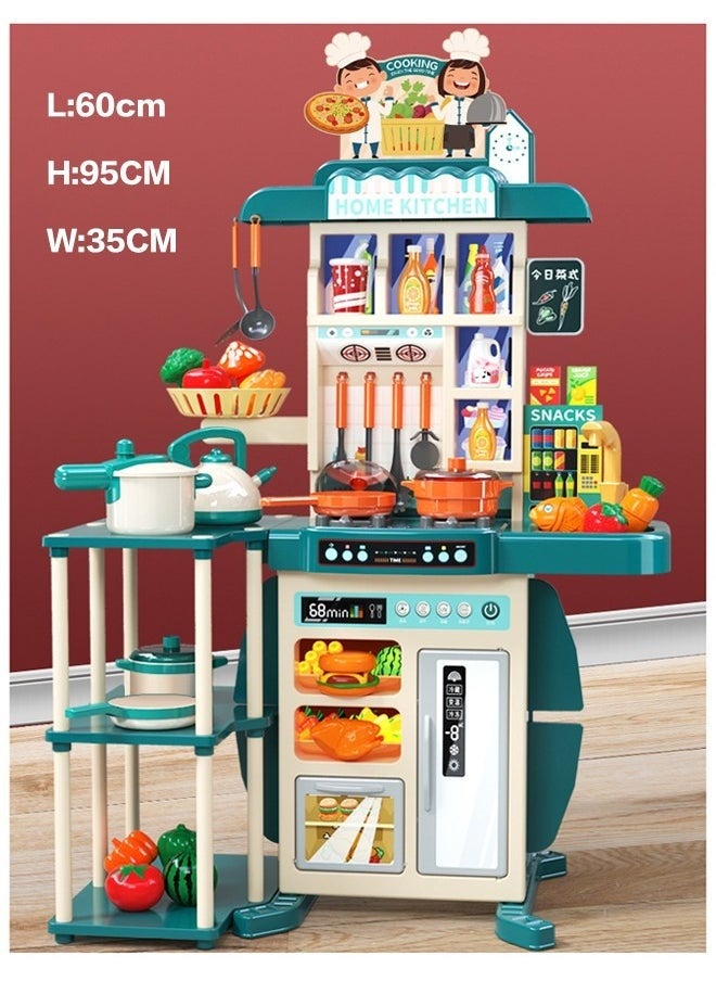 Vixplorn 86 Pcs Kids Play Kitchen Set,Toddler Kitchen Playset with Sound & Light,Cooking Stove with Steam, Food Toy and Accessories,Play Sink,Pretend Kitchen Toy for Kids Girls Boys  - Image 4