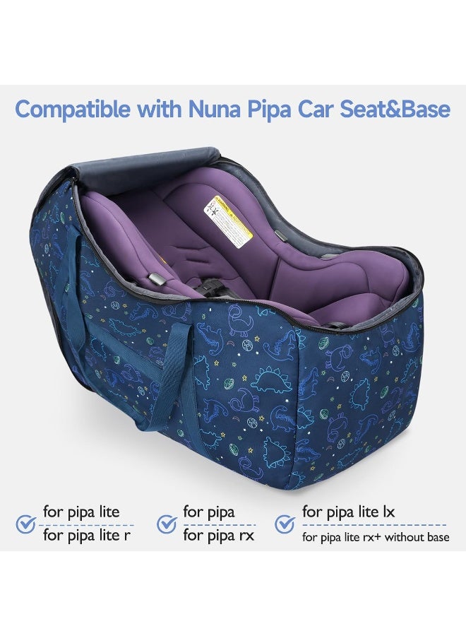 YOREPEK Infant Car Seat Travel Bag Compatible with Nuna Pipa Car Seat and Base,Fit for Graco SnugRide 35 Lite and Base,Car Seat Carrier for Airport,Carseat Travel Cover for Baby Travel Essentials,BLUE - Image 2