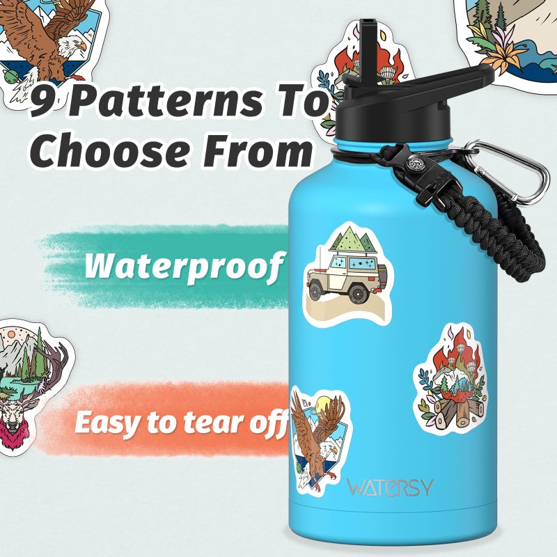 WATERSY 64oz Insulated Water Bottle (Cold for 48 Hrs),BPA Free&Leak Proof,Half Gallon Stainless Steel Water Flask,Water Jug with Straw Spout Lids for Gym,Hiking,Camping,Sky Blue - Image 4