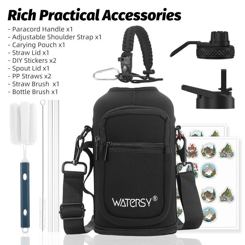 WATERSY 64oz Insulated Water Bottle (Cold for 48 Hrs),BPA Free&Leak Proof,Half Gallon Stainless Steel Water Flask,Water Jug with Straw Spout Lids for Gym,Hiking,Camping,Sky Blue - Image 5