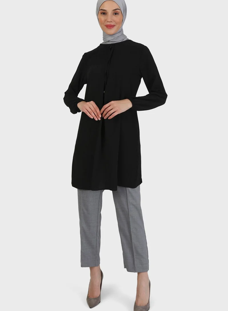 Tavin by Modanisa Puff Sleeve Drawstring Tunic