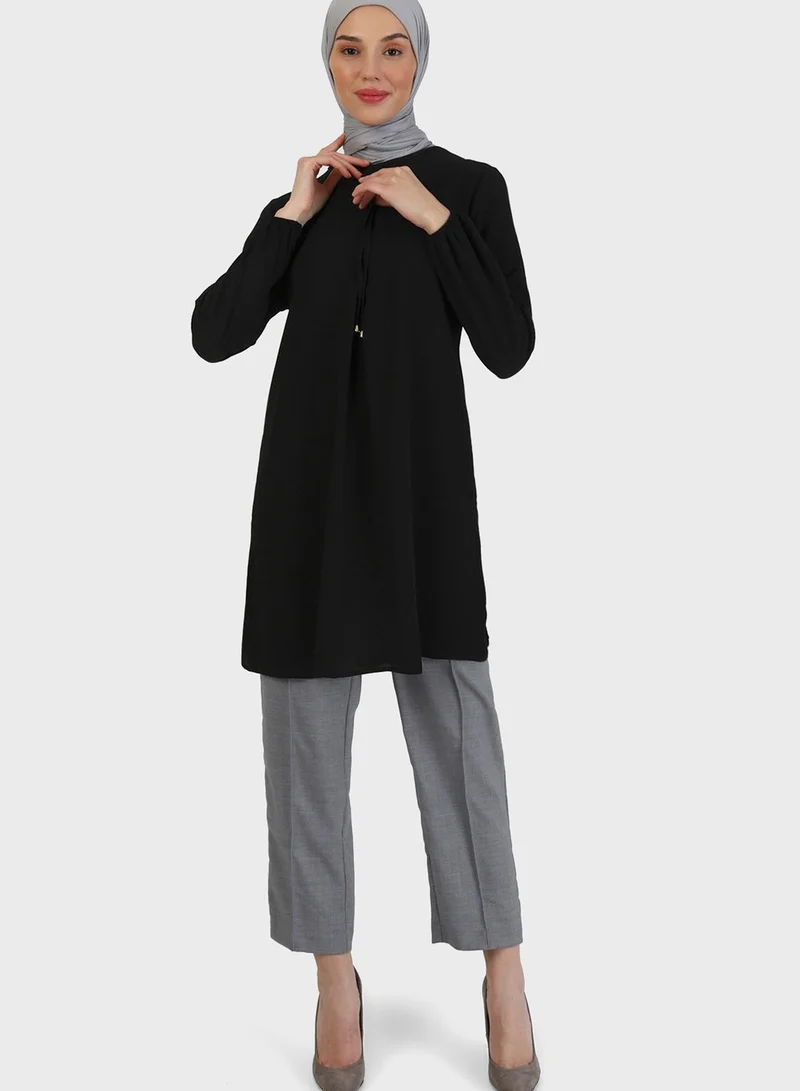 Tavin by Modanisa Puff Sleeve Drawstring Tunic