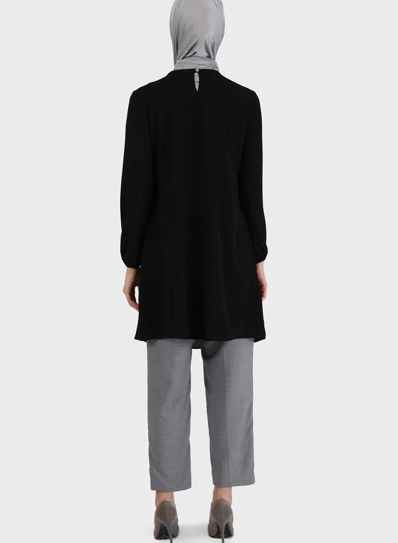 Tavin by Modanisa Puff Sleeve Drawstring Tunic