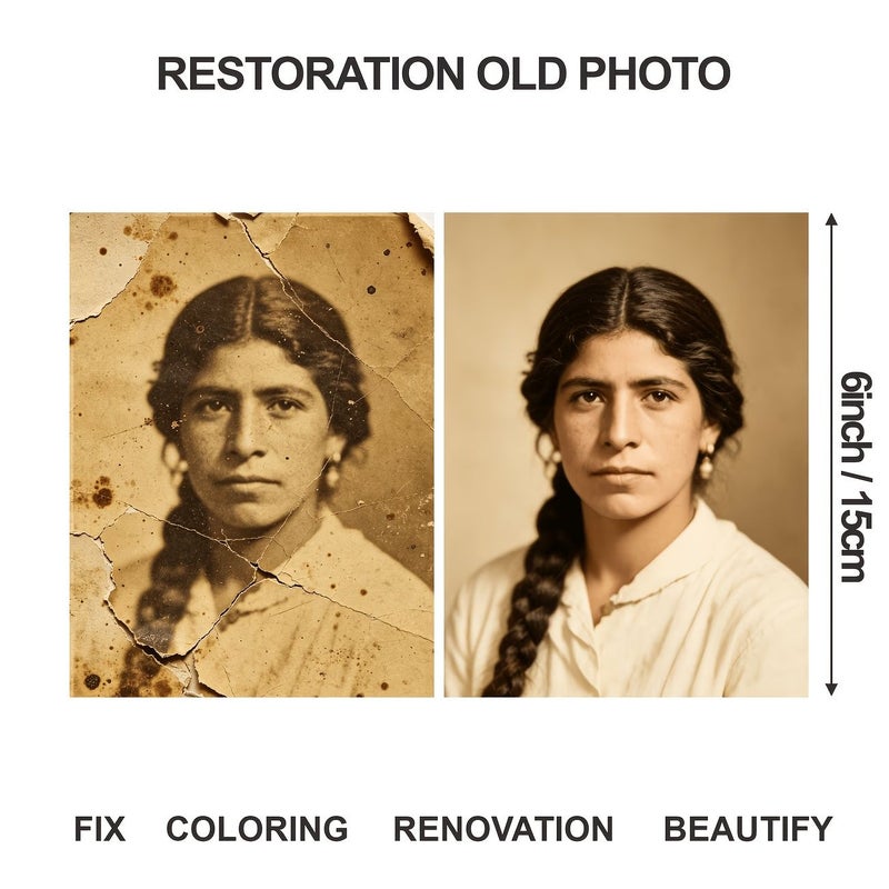 Professional Old Photo High Definition Repair And Renewal Deceased Relatives Memorial Photo Damage Scratch Fading Color Restoration For Decoration 6 Inch Single Sheet High Definition Print - Image 4