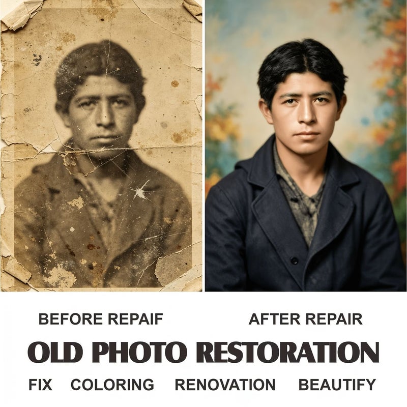 Professional Old Photo High Definition Repair And Renewal Deceased Relatives Memorial Photo Damage Scratch Fading Color Restoration For Decoration 6 Inch Single Sheet High Definition Print - Image 3
