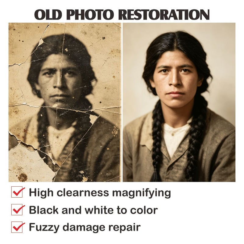 Professional Old Photo High Definition Repair And Renewal Deceased Relatives Memorial Photo Damage Scratch Fading Color Restoration For Decoration 6 Inch Single Sheet High Definition Print - Image 5