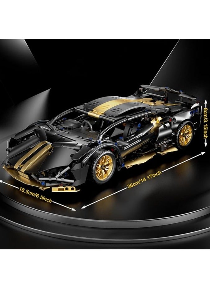 general Sports Racing Building Block Set for Adults & Kids, Collectible Black Racing Supercar Toy Kit 1:14 MOC Model, Construction, Gifts - Image 3