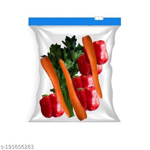ZUCLLSPA Zip n Seal Slider Blue Zip Lock Bags Food Vegetable Fridge Storage Bag Freezer microwave Safe Bpa Free Reusable Ldpe Transparent Zipper Bag Pack Of 10 Ur404
