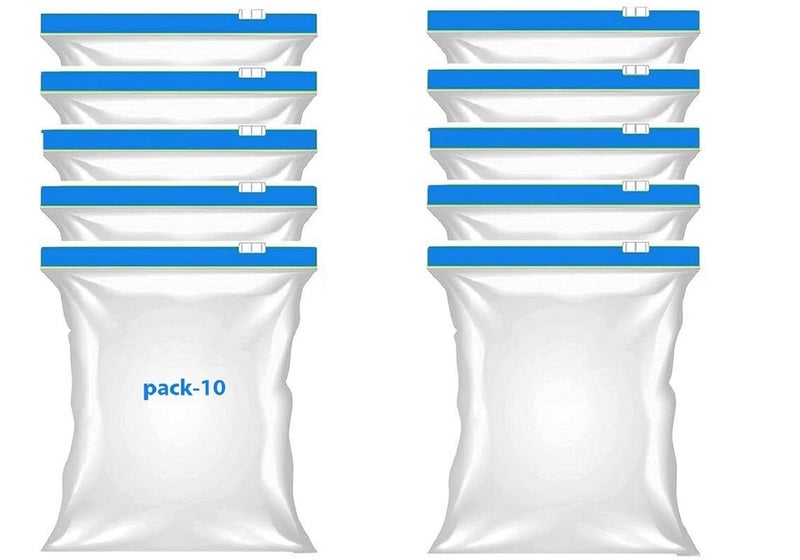 ZUCLLSPA Zip n Seal Slider Blue Zip Lock Bags Food Vegetable Fridge Storage Bag Freezer microwave Safe Bpa Free Reusable Ldpe Transparent Zipper Bag Pack Of 10 Ur404