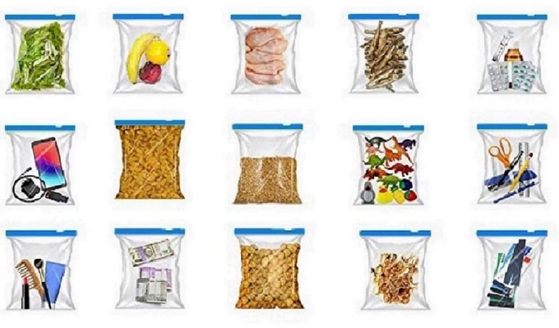 ZUCLLSPA Zip n Seal Slider Blue Zip Lock Bags Food Vegetable Fridge Storage Bag Freezer microwave Safe Bpa Free Reusable Ldpe Transparent Zipper Bag Pack Of 10 Ur404