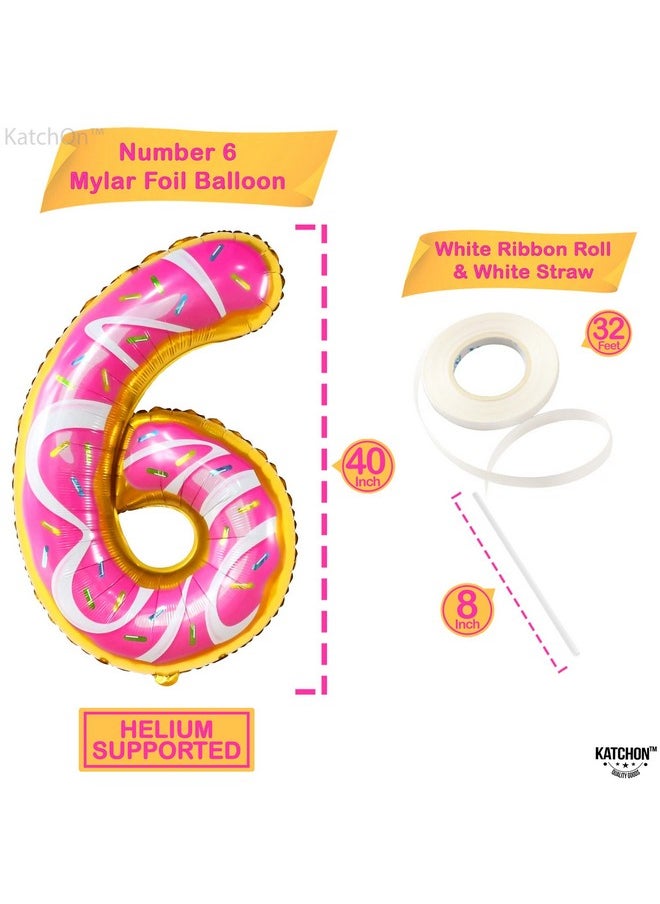 KATCHON Huge Number 6 Donut Balloon 40 Inch ; Sweet 6 Birthday Decorations Sprinkle Donut Balloon Number 6 For Donut Grow Up Party Supplies ; 6 Balloon Number Donut For Donut Party Decorations  - Image 5
