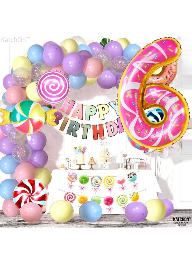 KATCHON Huge Number 6 Donut Balloon 40 Inch ; Sweet 6 Birthday Decorations Sprinkle Donut Balloon Number 6 For Donut Grow Up Party Supplies ; 6 Balloon Number Donut For Donut Party Decorations  - Image 4