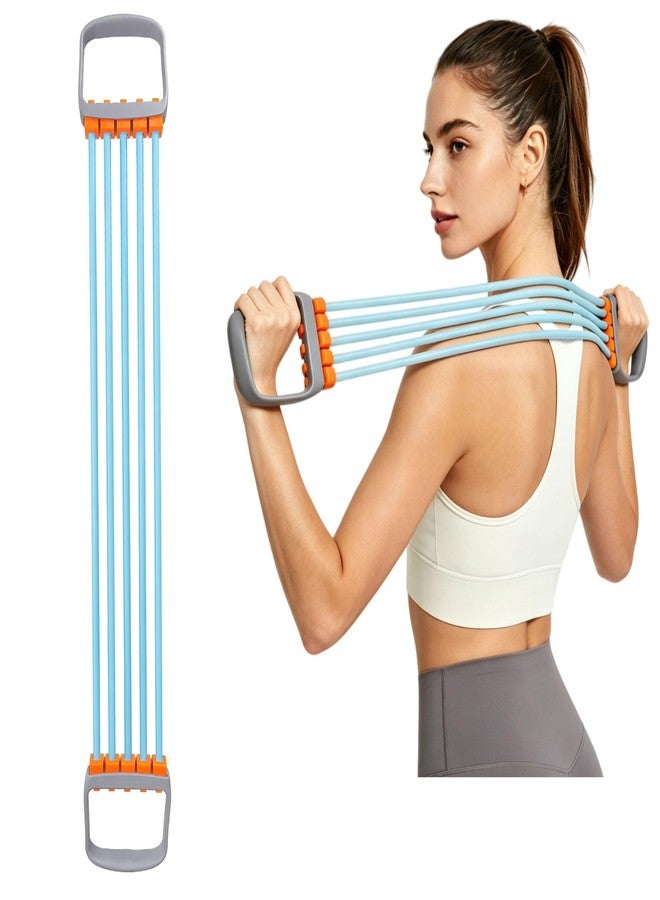 Cherishching 5 Gear Adjustable Resistance Bands, 23" Fitness Resistance Bands Exercise Bands with Comfort Grips, Unisex, for Arms, Chest Extender, Home Workout, Fitness, Pilates(Blue - Image 1