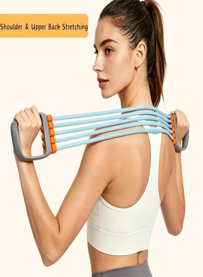 Cherishching 5 Gear Adjustable Resistance Bands, 23" Fitness Resistance Bands Exercise Bands with Comfort Grips, Unisex, for Arms, Chest Extender, Home Workout, Fitness, Pilates(Blue - Image 4