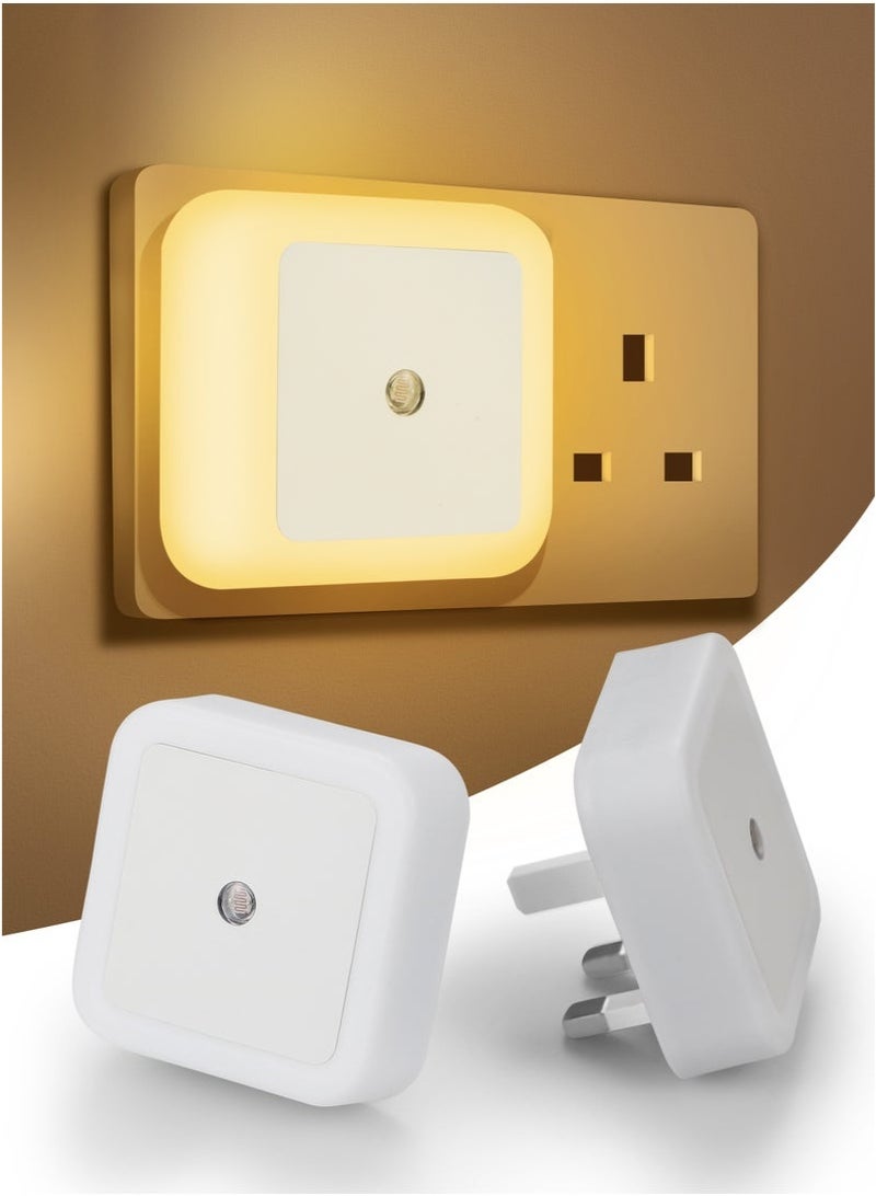طقم من مصباحي إضاءة ليلية LED يُوصلان بالحائط، بقوة 0.5 واط، مستشعر إضاءة من الغسق إلى الفجر، إضاءة ليلية تلقائية التشغيل والإيقاف، مناسب لغرف الأطفال، غرف النوم، الحمامات، الممرات، المطابخ. - Image 1