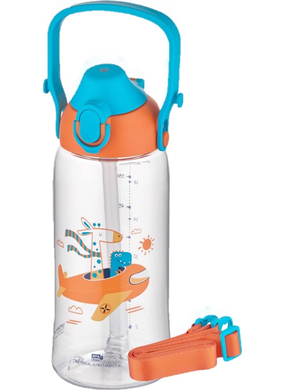 UZSPACE 730ML Tritan Single Lid Double Use With/Without Straw Tritan Children's Water Flask with Hanger  - Image 1
