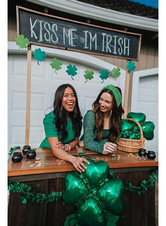 PHALIN St. Patrick’S Day Headband For Women Lucky Shamrock Knotted Headband Good Luck Headband Embellished Rhinestone Wide Top Knot Headband St. Patrick'S Day Hair Accessories Irish Holiday Gifts (Good Luck) - Image 2