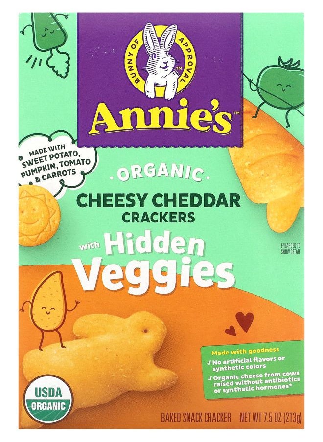 Annie's Organic Cheesy Cheddar Crackers with Hidden Veggies 7.5 oz (213 g) 