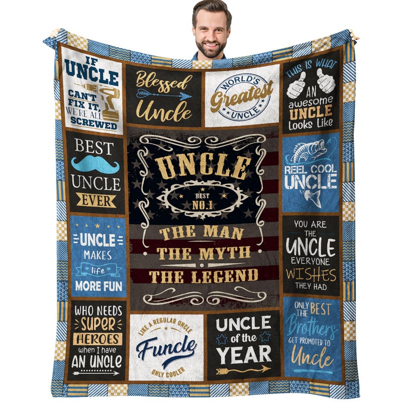SIKLTY Uncle Gifts Throw Blanket 60"" x 50""  Birthday Gifts for Uncle  Best Uncle Gift from Niece  Cool Uncle Gifts from Nephews  Great Gifts for Uncles from Kids  Best Uncle Ever Gifts - Image 1