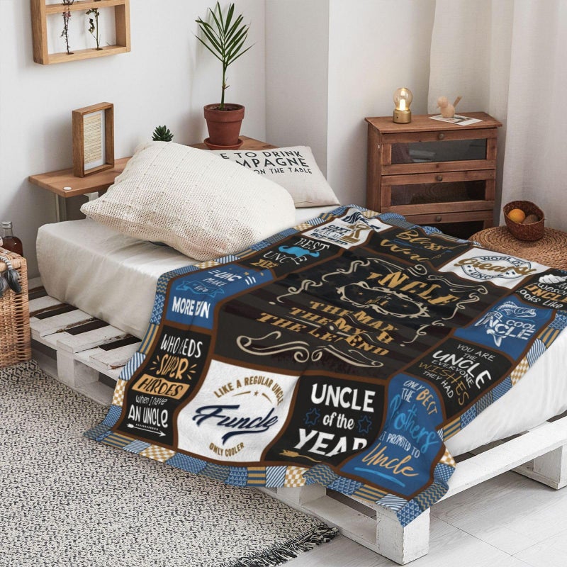 SIKLTY Uncle Gifts Throw Blanket 60"" x 50""  Birthday Gifts for Uncle  Best Uncle Gift from Niece  Cool Uncle Gifts from Nephews  Great Gifts for Uncles from Kids  Best Uncle Ever Gifts - Image 3