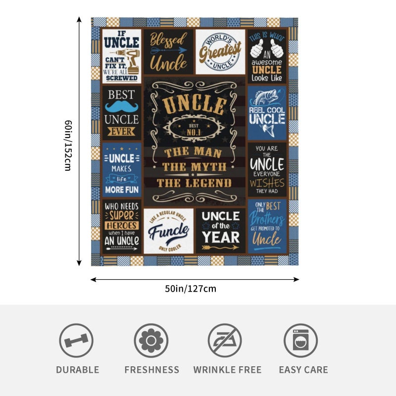 SIKLTY Uncle Gifts Throw Blanket 60"" x 50""  Birthday Gifts for Uncle  Best Uncle Gift from Niece  Cool Uncle Gifts from Nephews  Great Gifts for Uncles from Kids  Best Uncle Ever Gifts - Image 5