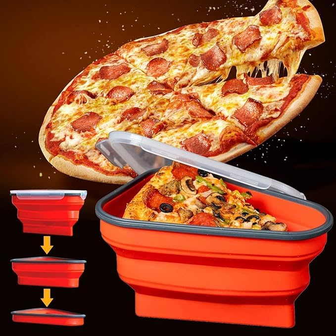 Brikipth Easy To Store Pizza Storage Container with 5 Microwavable Serving Trays | Adjustable Pizza Slice Container to Organize & Save Space | BPA Free, Microwave & Dishwasher Safe - Image 2