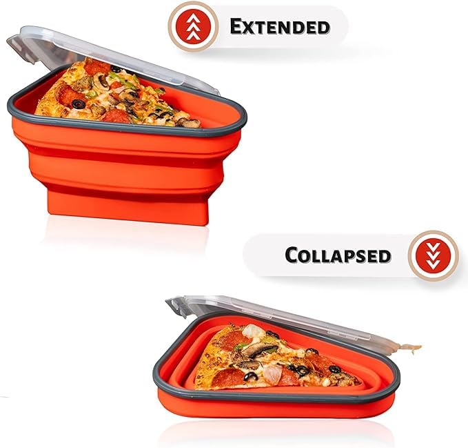 Brikipth Easy To Store Pizza Storage Container with 5 Microwavable Serving Trays | Adjustable Pizza Slice Container to Organize & Save Space | BPA Free, Microwave & Dishwasher Safe - Image 3